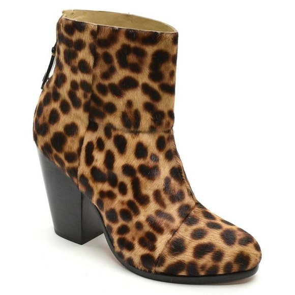 rag & bone Newbury Leopard Pony Hair Boot 37.5 New - Picture 1 of 6